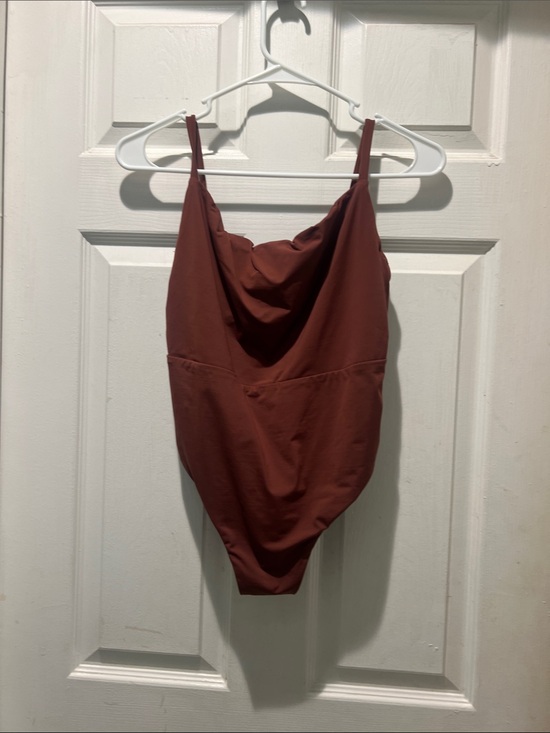 Anemos Other - Women's Rust One-Piece Swimsuit - Sleek Cowl Neck